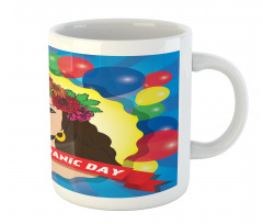 Pop Art Girl and Balloons Mug