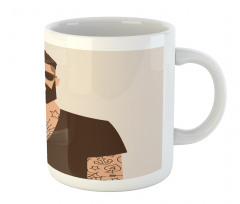 Tattooed Hipster Cartoon Mug