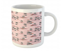 Palm Tree Rocky Beach Waves Mug