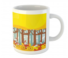 Riding Bicycles in Woodland Mug