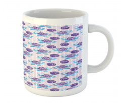 Abstract Roses on Stripes Mug