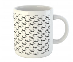 Black Aquatic Birds Lotus Mug