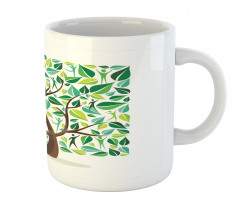 Squares Leaves Silhouette Mug