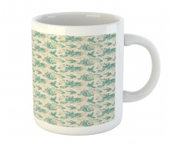 Grunge Bird and Leaves Mug