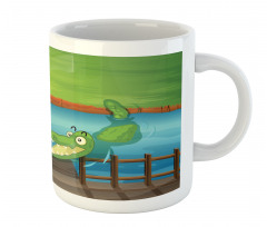 Cartoon Style River Scene Mug