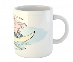 Mermaid Girl on Crescent Mug