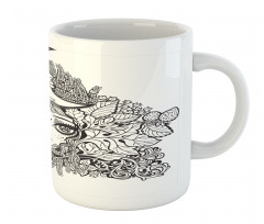 Girl Crescent Sketch Art Mug