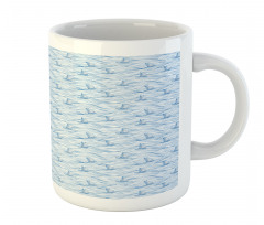 Sea Waves Sailboat Sketch Mug