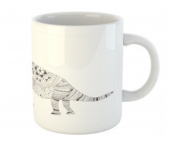 Monochrome Zentangle Dinosaur Mug