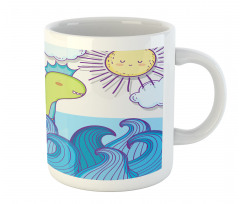 Swimming Wheel Girl Waves Sun Mug