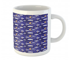 Moon Stars Dots and Clouds Art Mug