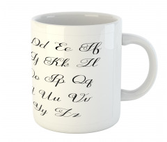 Monochrome Cursive ABC Mug