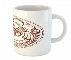 Folkloric Bird in Circle Mug