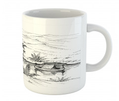 Pencil Drawn River Scenery Mug