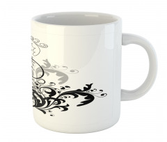 Monochrome Abstract Leaves Mug