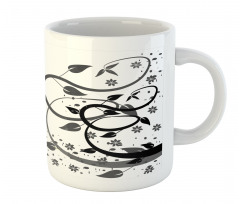 Grey Tones Abstract Leaves Mug