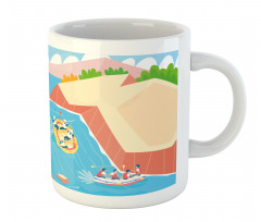 Rafting on River Cartoon Mug