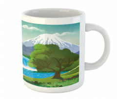 Cartoon Style Lake Waterfall Mug