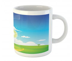 Grass Hill Sun and Clouds Mug