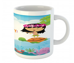 Hula Girl on a Turtle Mug