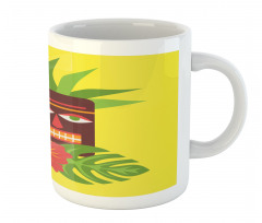 Tiki Mask and Exotic Hibiscus Mug