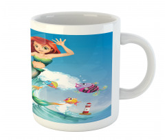 Wave with Cartoon Fish Mug