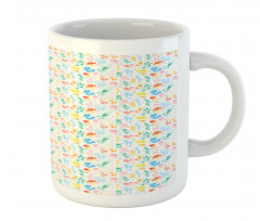 Pastel Dots and Flora Scene Mug