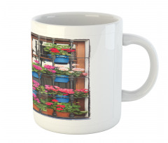 Flower Pots on Old Window Mug