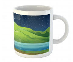 Cabin near River at Night Mug