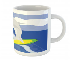 Shark Fish on a Surfboard Mug