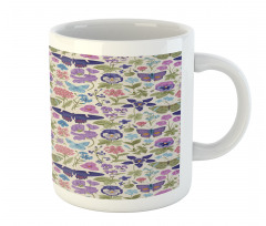 Butterfly Pansy Flower Leaf Mug