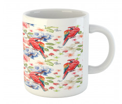 Parrots Iris and Roses Mug