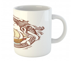 Sailing Boat Waves Dragon Mug