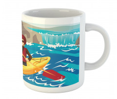 Boy Kayaking in the River Mug