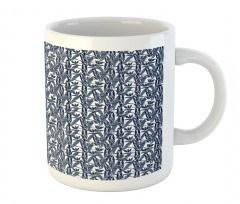 Slate Blue Stripes on Leaves Mug