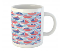 Sailing Boats Wave Graphic Mug