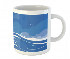 Clouds Seagulls Boat Mug