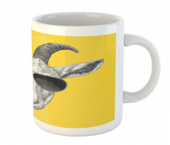 Grey Hand Drawn Goat Mug