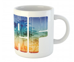 Surf Retro Letters Palms Mug