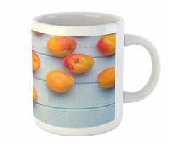 Apricots on Blue Wooden Table Mug