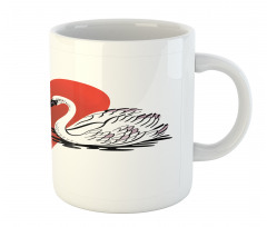 Couple Swans Lake Hearts Art Mug