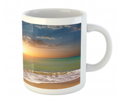 Sandy Beach Waves Sunset Mug