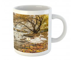 Swimming Swans in River Mug