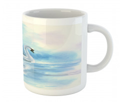 Swan in Hazy River Art Mug