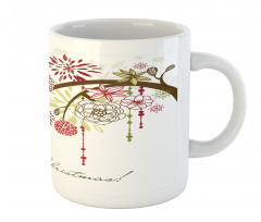 Red Bird Floral Tree Mug