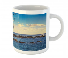 Yacht on Rocks Harbor Mug