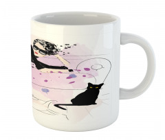 Girl and Cat Mug