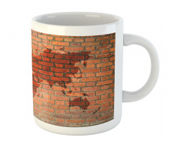 World Map on Brick Wall Mug