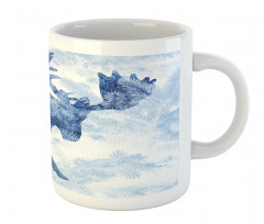 Blue Winter Antlers Tree Mug