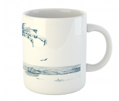 Palm Tree Boat Sketch Mug